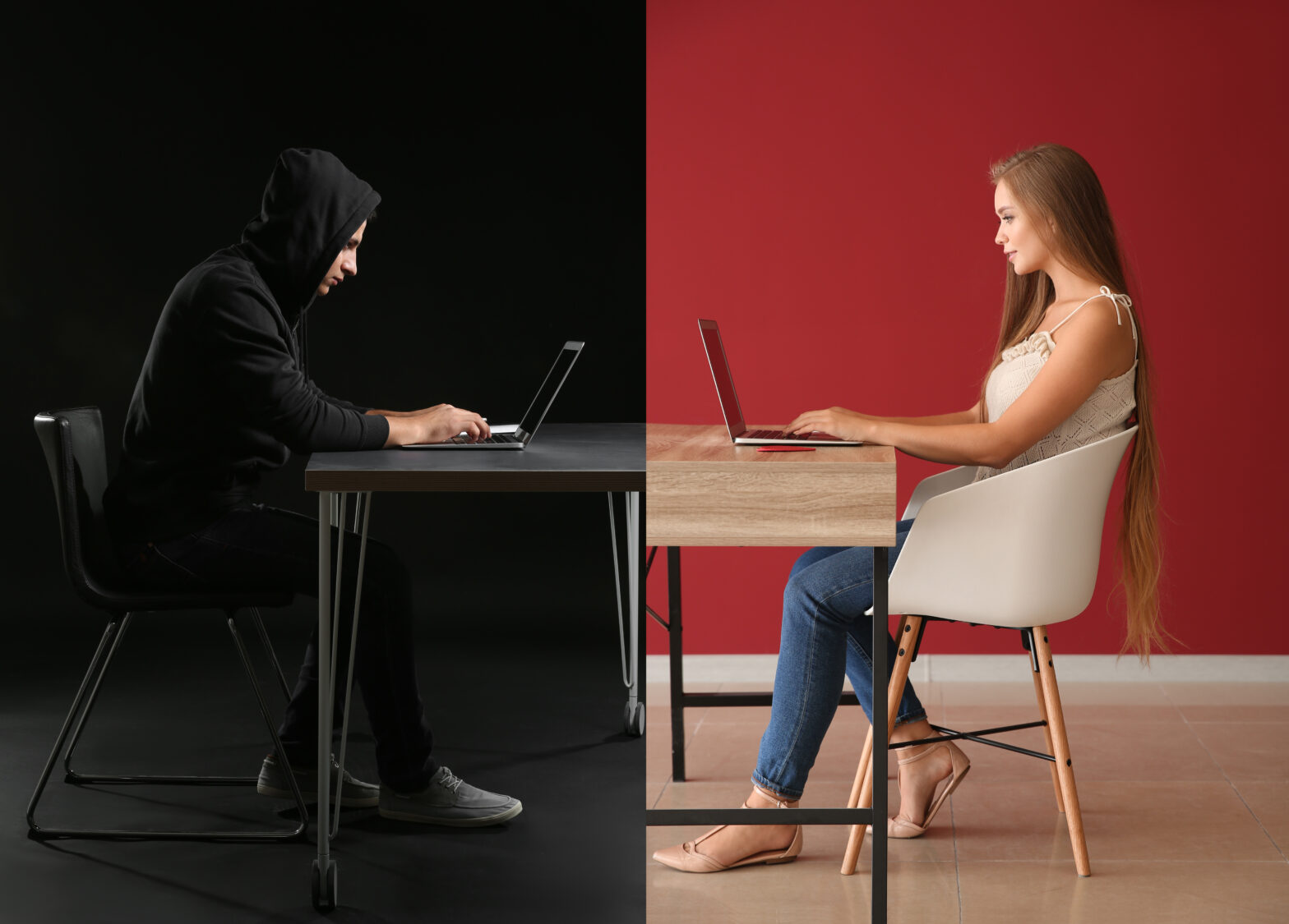A woman chatting with a scammer